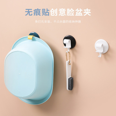 Creative Style Toilet Punch-Free Plastic Washstand Seamless Suction Cup Plastic Hook Washbasin Storage Rack Wholesale