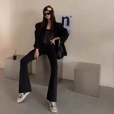 Shark Skin Bell-Bottom Pants Stretch Slim French Style Bootcut Trousers High Waist Hip Lift Long Legs Slimming and Fashionable Tight Women