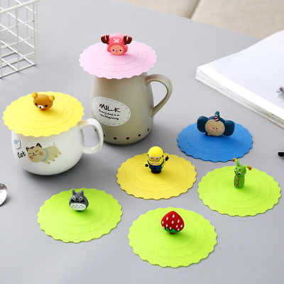 New Cute Dustproof Leak-Proof Multifunctional Cup Lid Seal Cup Lid Creative Cartoon Silicone Cup Cover Wholesale