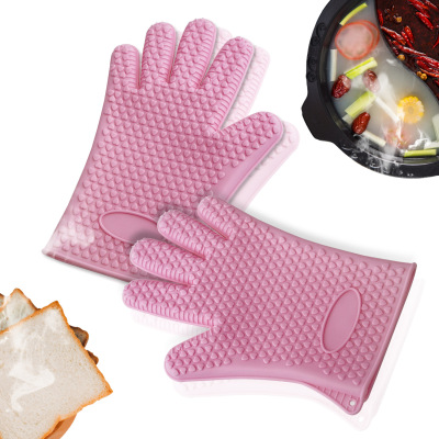 Factory Spot Kitchen Supplies Insulated Silicone Gloves Baking at Home Microwave Oven Kitchen Five Finger Gloves