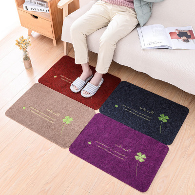 Household Four-Leaf Clover Floor Mat Non-Slip Ash Removing Mat Brushed Foot Mat Bathroom Kitchen Printing Non-Slip Mat Factory Direct Sales