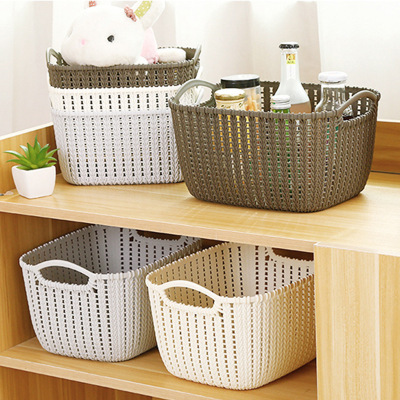 Plastic Storage Basket Sundries Storage Box Desktop Snack Storage Box Rectangular Storage Basket Wardrobe Finishing Basket