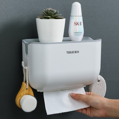 Bathroom Tissue Storage Box Modern Simple Wall-Mounted Tissue Box Household Toilet Punch-Free Waterproof Tissue Box