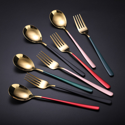 Spoon Stainless Steel Tableware 304 Long Handle Korean Spoon Household Adult Meal Spoon Spoon Metal Spoon Ins Style Can Carve Writing