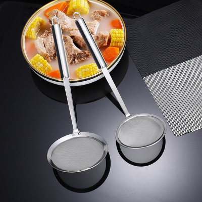 304 Stainless Steel Strainer Screen Strainer Ladle Oil Filter Soy Milk Filter Ultra-Fine Strainer Spoon Kitchen Strainer