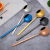 Wholesale 304 Stainless Steel Korean Spoon Large round Spoon Cutlery Mixing Long Handle Spoon Gold Plated Scoop and Spoon