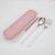 Portable Tableware 304 Stainless Steel Spoon Chopsticks Fork Set Wheat Box Student Travel Gift Tableware