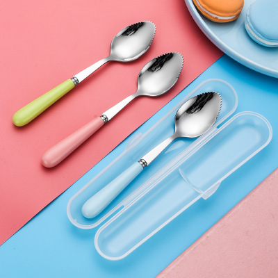 Baby Food Supplement Fruit Mud Scraper Portable 304 Stainless Steel Baby Mud Spoon Creative Children Fruit Puree Spoon