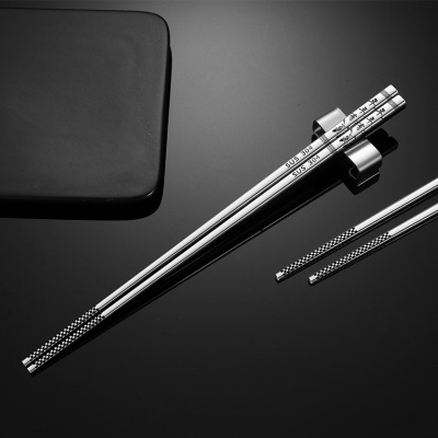 Japanese and Korean Style Full Square Cloth Wheel Light 304 Stainless Steel 8cm Full Square Chopsticks Insulated Chopsticks Factory Wholesale