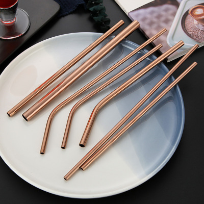 Wholesale 304 Stainless Steel Straw Food Grade Stainless Steel Straw Colorful Suit Coffee Creamer Tea Beverage Straw