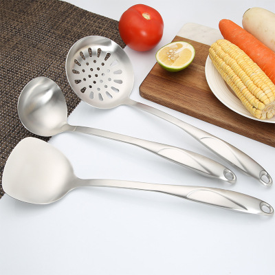 Soup Spoon 304 Stainless Steel Spatula Set Home Spatula Kitchenware Set Sheng Soup and Porridge Spoon Full Set 3-Piece Factory