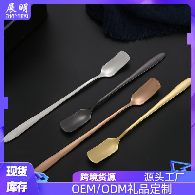 304 Stainless Steel Square Head Coffee Spoon Creative Mini Milk Tea Stirring Spoon Korean Gold Plated Xiaoice Spoon