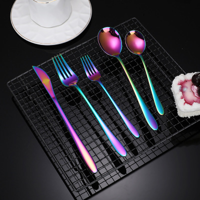 Factory Wholesale 304 Stainless Steel Tableware Amazon Knife, Fork and Spoon Customizable Logo Nordic Western Food Knife and Fork Set