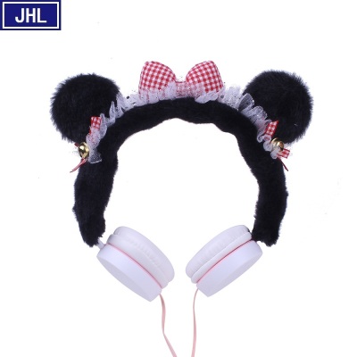 Cartoon Fashion Plush Bear Headset Children's Cute Bow Headset with Wire Foreign Trade Wholesale.