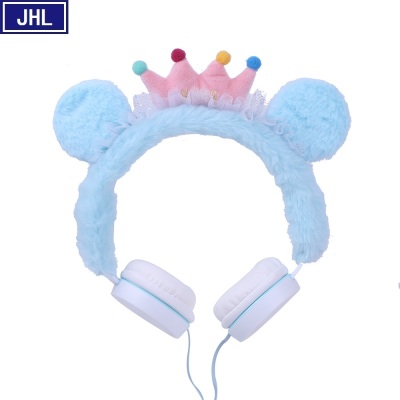 Cartoon Fashion Bear Ear Crown Unicorn Headset Children 'S Cute Headset With Line Headset Gift Cross-Border.