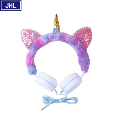 Cartoon Fashion Plush Unicorn Headset Children's Cute Headset with Wire Student Gift Cross-Border.