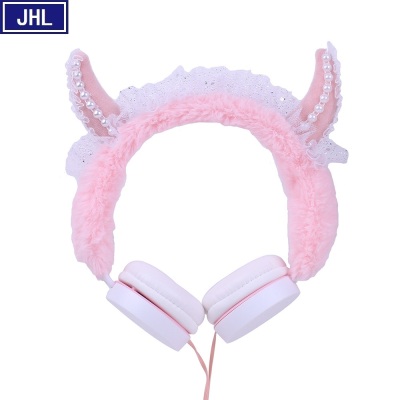 Internet Hot New Fashion Pearl Horn Unicorn Headset Children's Cute Headset Wired Earphone Gift Cross-Border.