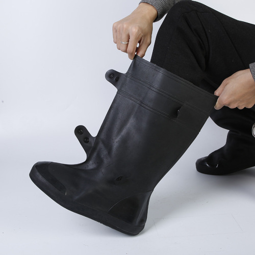 rain-proof shoe cover men‘s and women‘s waterproof rainy day thickened non-slip wear-resistant bottom adult rain shoe cover black high tube snow-proof preparation