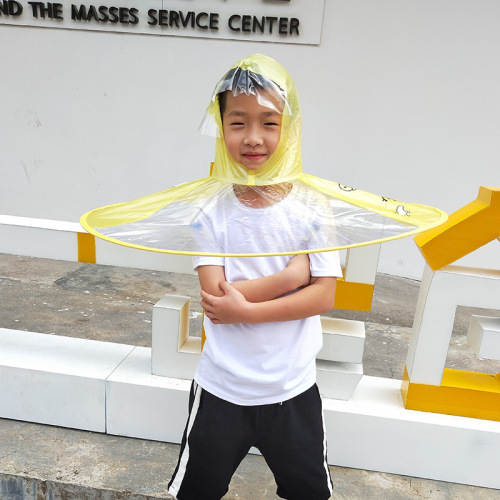 Cha Hang Small Yellow Duck Children‘s Flying Saucer Eva Raincoat Kindergarten Umbrella Rainy Day Artifact Creative TikTok Same Style