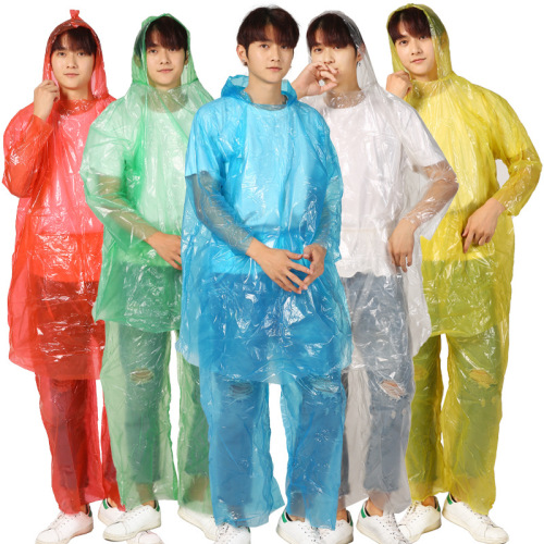 manufacturer adult disposable suit raincoat rain pants extra thick disposable split rain clothes factory poncho fashion spot