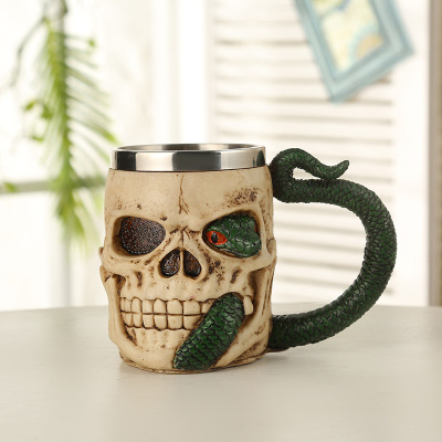 Creative Helmet Skull Cocktail Glass Stainless Steel Large Capacity Mug Personality Mug Water Glass Supply Wholesale