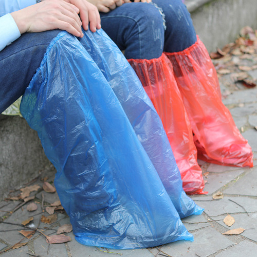 factory disposable long shoe cover rushing into waterproof rainproof foot cover with rubber band wearing disposable raincoat t