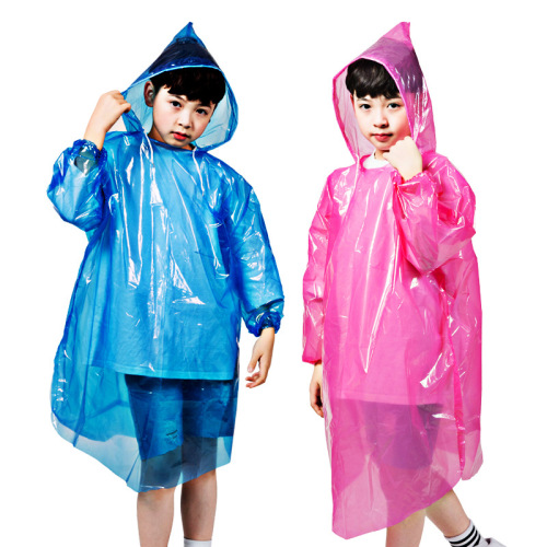 Factory Thickened Pullover Four-Button Travel Portable Poncho Outdoor Disposable Raincoat New Material Transparent Children 6 Silk