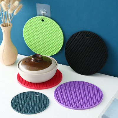 Household round Honeycomb Silicone Insulation Placemat Dining Table Cushion Kitchen Coaster Plate Mat Bowl Tableware Casserole Mat Wholesale