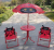 Cartoon children's table and chair four-piece set of children's outdoor patio table and chair