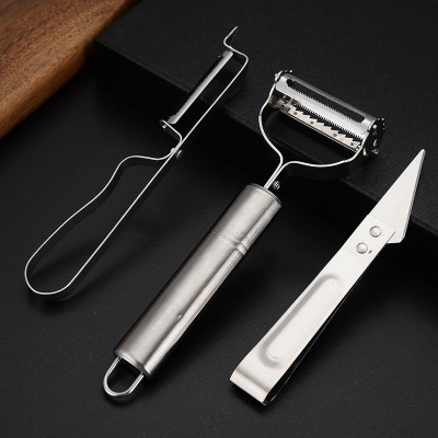 Stainless Steel Peeler Three-Piece Multi-Functional Potato Scraping Grater Pliers Hair Removal Tool Running Rivers and Lakes Kitchen Good Product Recommendation