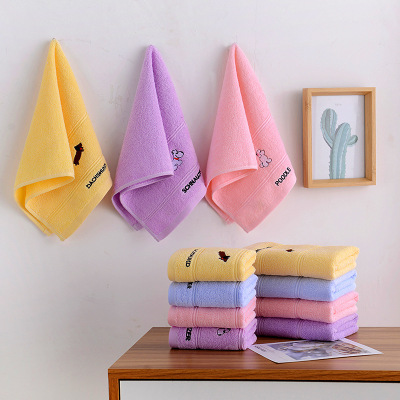Children's Cotton Towel Cute Cartoon Embroidery Children Towel Baby Face Wash Soft and Absorbent Wholesale Towels Maternal and Child Supplies
