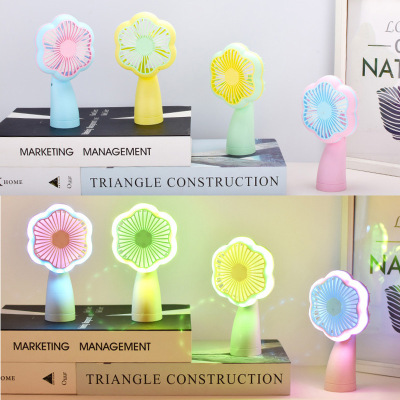 2022 New Simple Handheld Desktop Flower-Shaped Outdoor Portable Fan Office Dormitory Summer Promotion Gift