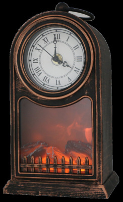 Factory Direct Sales Led Clock plus Mirror Simulation Flame Fireplace Light