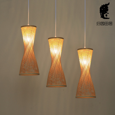 Simple Modern Handmade Bamboo Chandelier Japanese Style Lamp European-Style Chandelier Dining-Room Lamp Living Room Top Wholesale Bamboo Lamps