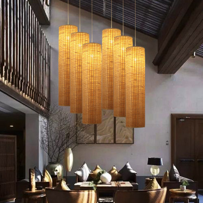 Southeast Asian Style Bamboo Chandelier New Chinese Style Pastoral Tea House Restaurant Zen Lamps Japanese Style Tea Room Creative Chandelier