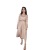 Foreign Trade 2020 Autumn New round Neck Solid Color Satin Elegant Dress Small Lantern Sleeve Waist-Tight Slimming Midi Dress