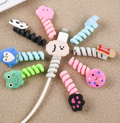 Cartoon Creative Spiral Data Cable Protector Protective Cover for Foreign Trade