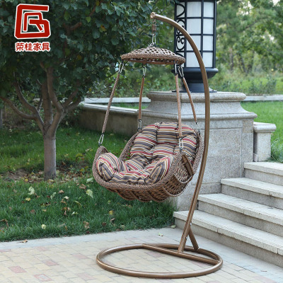 Thick Rattan Hanging Basket Single Glider Outdoor Swing Rattan Chair Balcony Cradle Chair Indoor Courtyard Casual Rocking Chair