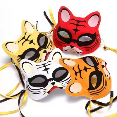 Internet Celebrity Tiger Mask Fox Cat Tiger Head Glowing Ecat Mask Funny Ball Trick Props Hot Sale at Scenic Spot