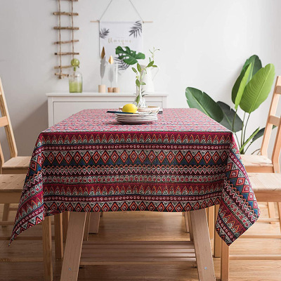 INS Style Cotton Linen Bohemian Tablecloth Coffee Table Hotel Ethnic Style Restaurant Dust Cloth Retro Rectangular Tablecloth
