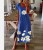 Cross-Border Women's Clothing Short Sleeve Loose plus Size Long Dress EBay Slit Hemline at Hem European and American Style Daisy Print Dress