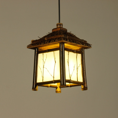 Bamboo House Chandelier Chinese Style Bamboo House Antique Zen Chandelier and Room Lamp Single Head Pastoral Restaurant Aisle Tatami Lamp
