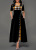 New Cross-Border Women's Clothing Long Dress Amazon round Neck Contrast Color Half Sleeve Irregular Long Dress in Stock