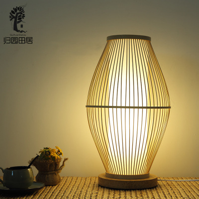 Japanese Table Lamp Bedroom Bedside Lamp Vertical Warm Light Personality Tatami Table Lamp Decoration Floor Lamp New Chinese Bamboo Lamps