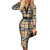 2022 Spring Europe and America Cross Border New Digital Printed Plaid Long Sleeve V-neck High Waist Dress (Belt)