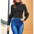2021 Fall Slim Fit Waist Solid Color Base Shirt Amazon European and American Foreign Trade Women's Clothing Early Autumn Turtleneck Long Sleeve Top