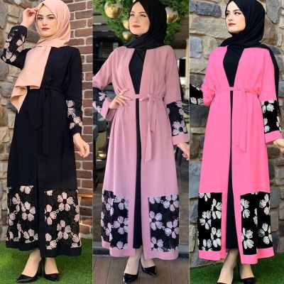 835 Spot Digital Printing Robe Large Size Cardigan Long Dress Arab Women's Robe