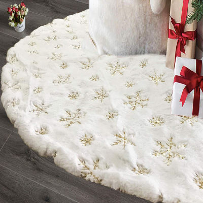 Factory Christmas-Tree Skirt White Tree Group 90 122cm Rabbit Fur Sequin Snowflake Embroidered Sequins Christmas Tree Decorations