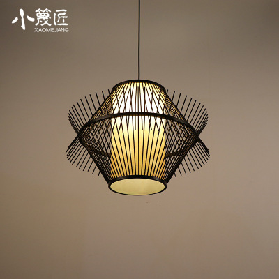 Chinese Style Chandelier Tea House Lamps Chinese Style Dining-Room Lamp Card Holder Box Bamboo Woven Lamp Southeast Asia Hotel Club Decoration