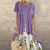 Dress Elegant Advanced Amazon EBay Cotton and Linen Floral Dress Large Size Women's round Neck Swing Dress